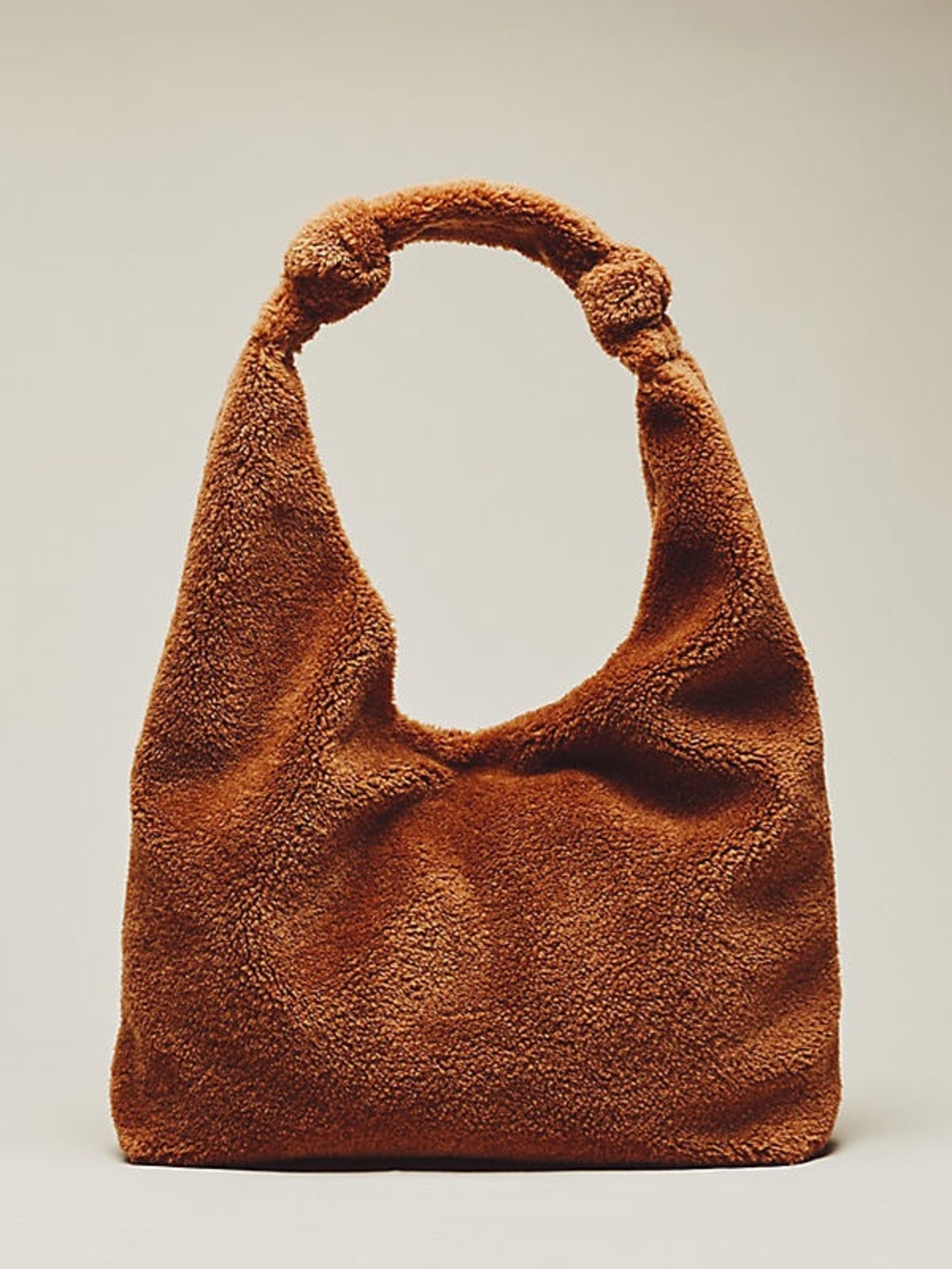 NWT Anthropologie Love Knot Slouchy Bag Large Hobo Tote Faux Fur Brown